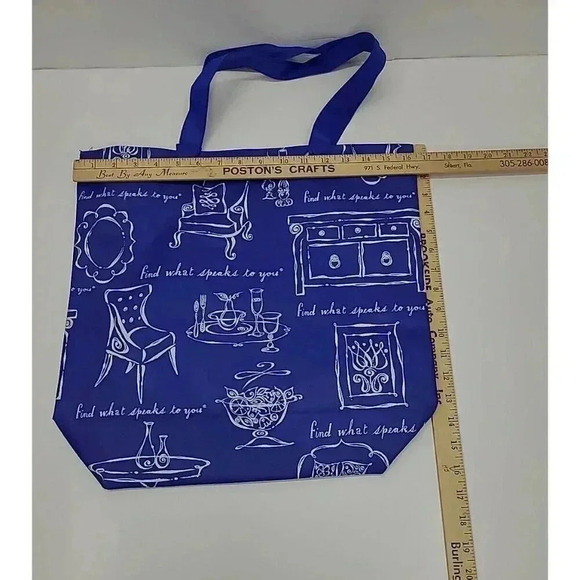 Pier 1 Imports Large Reusable Shopping Bag Blue and White - Picture 2 of 4